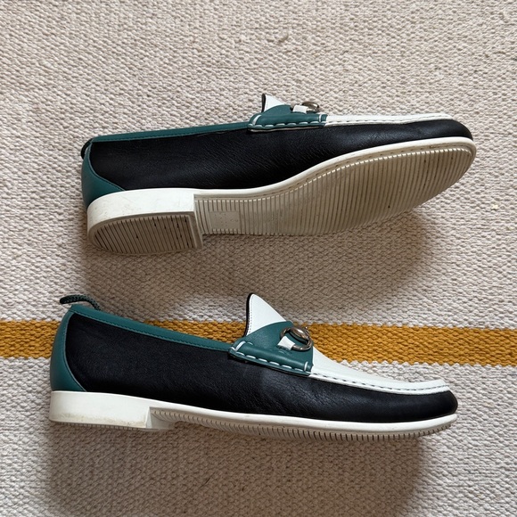 EUC Gucci Horsebit Leather Loafers Nero/Bianco/Verdant, 8.5 - Picture 3 of 9